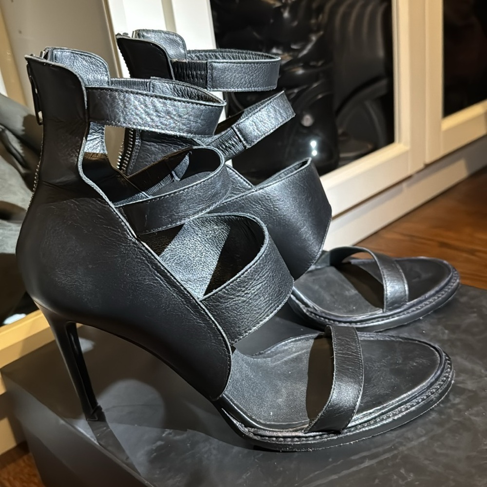 Helmut Lang black open toe heels